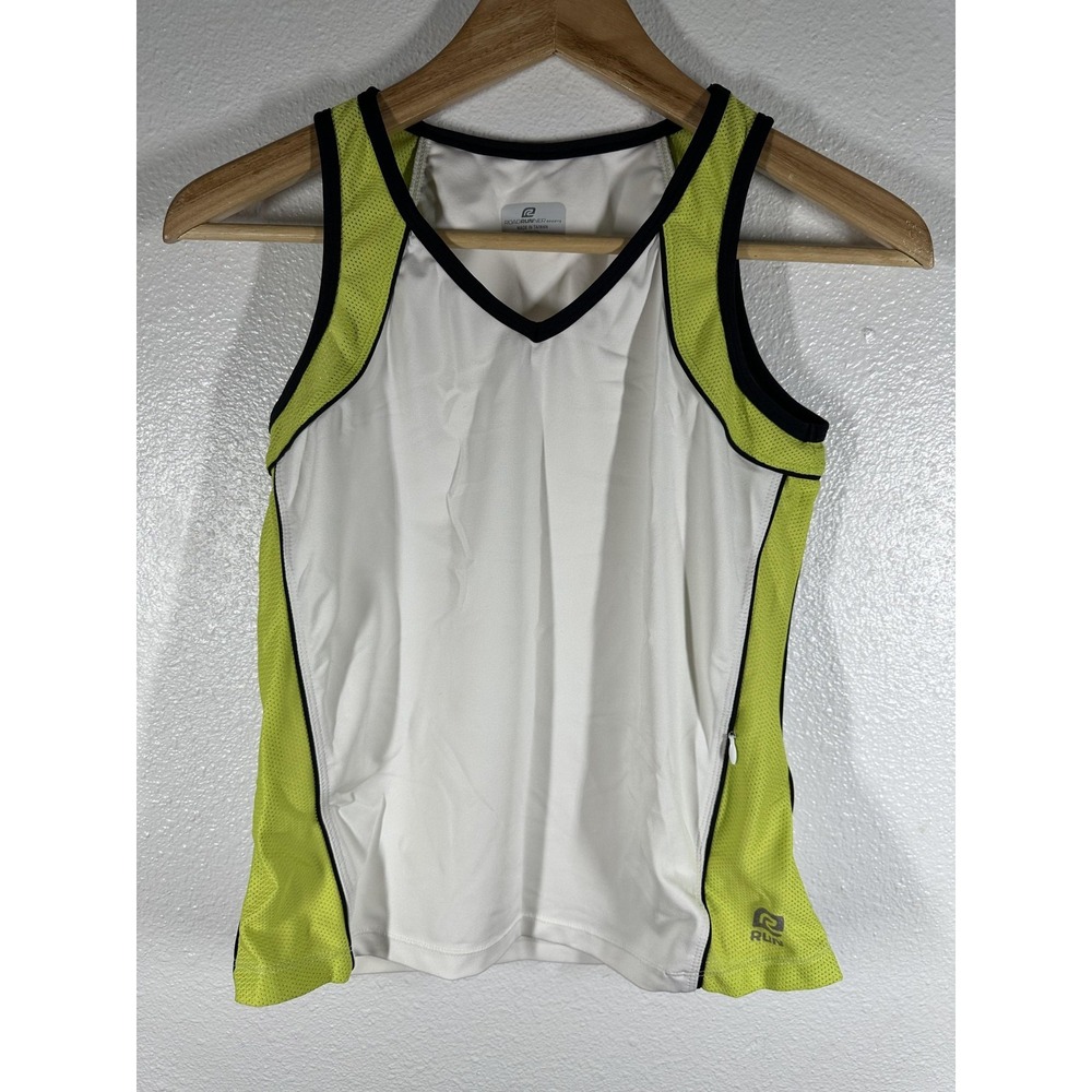 Road Runner Sports‎ Tank Top Womens Small White Yellow Athletic Running Workout